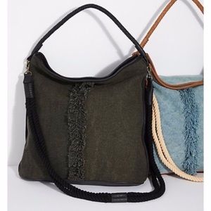 Free People canvas & leather Crossbody tote NEW